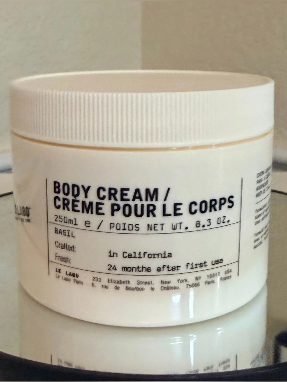 Le Labo Body Cream Basil 8.3oz /250ml Full Size Brand New